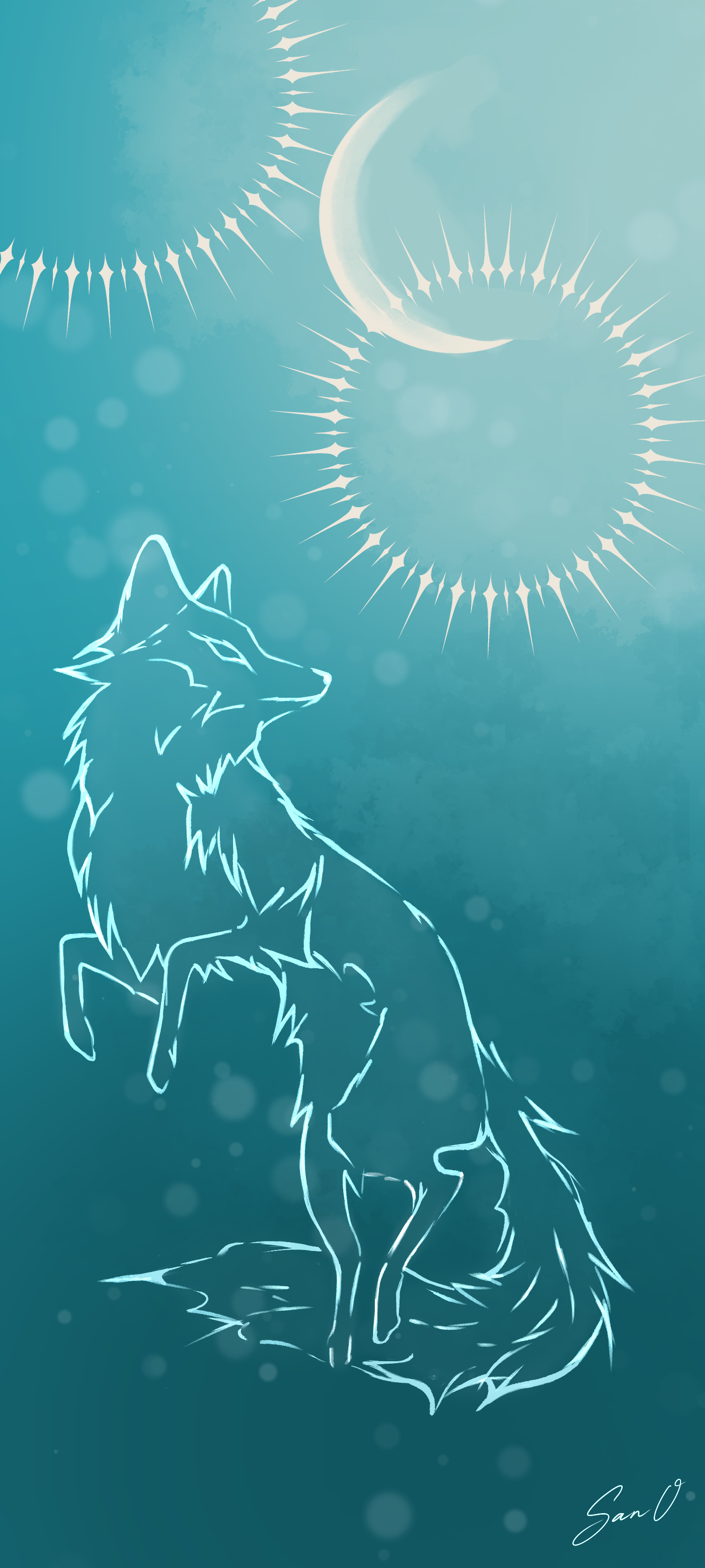 Moon Fox - Mobile Wallpaper